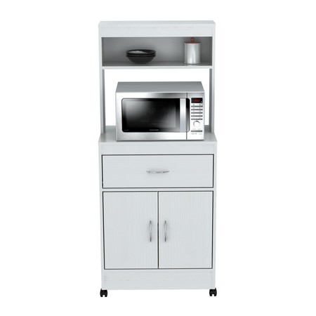 Inval Kitchen/Microwave Storage Cabinet 23.62 in. W x 15.75 in. D  x 54.13 in. H in White GCM-040